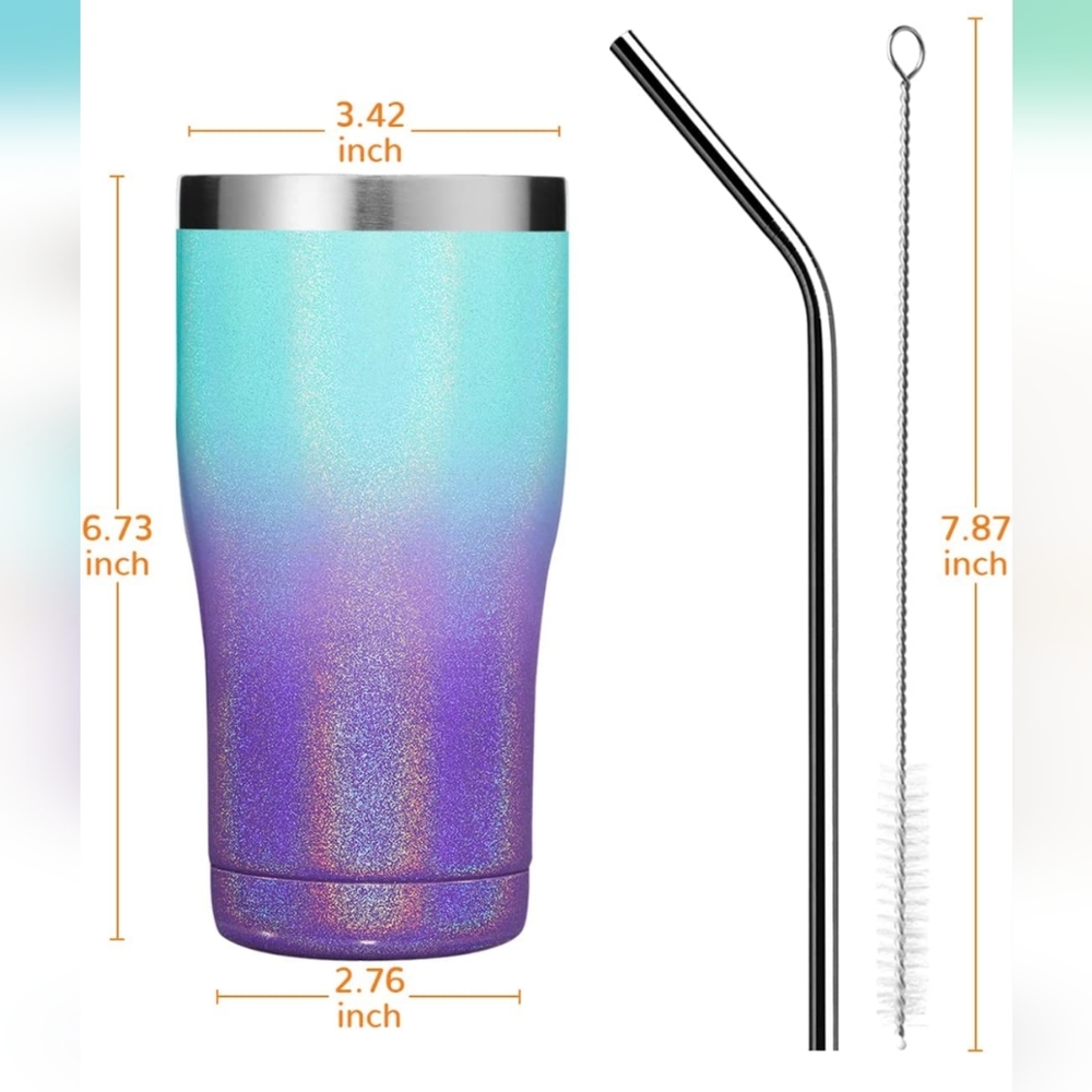 Insulated tumbler blue purple sparkle glitter holographic iridescent cup mug